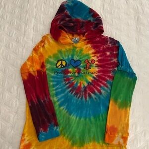 Peace Love & LobstaTie Dye Artforms sweatshirt hoodie size youth Medium